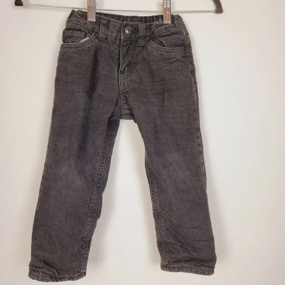 Oshkosh Boys Fleece Lined Black Jeans Size‎ 2T Warm Straight Fit